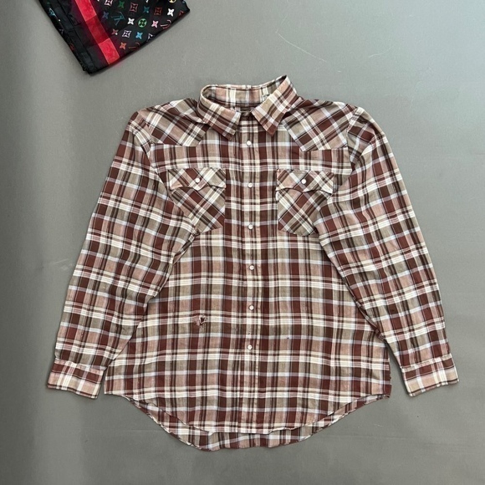 Vintage 70s White Tag Levi’s Plaid Western Button Up Shirt